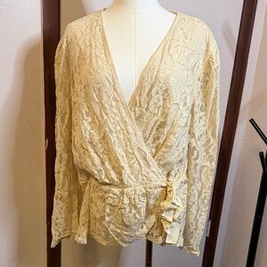 Adiva Lace Wrap Blouse in Champagne